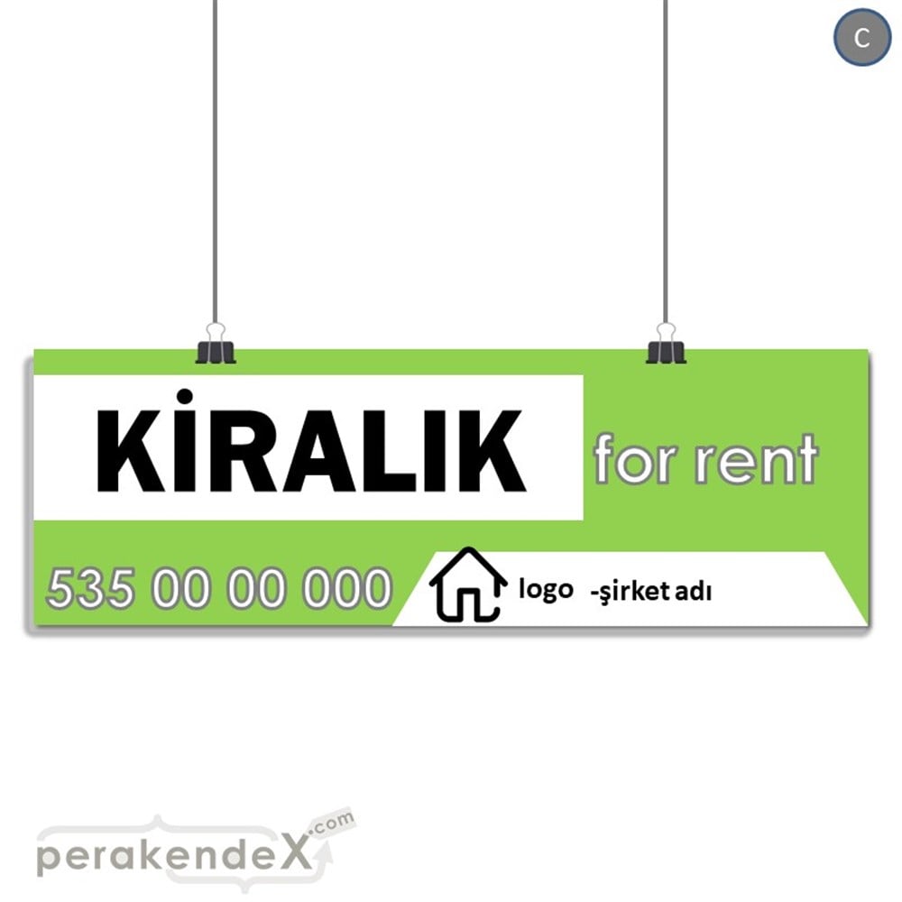 Kiralık Yazısı 003 SERT PLASTİK POSTER,  AFİŞ (BANNER) -dikdörtgen,tek yön baskısert plastik poster,  afiş