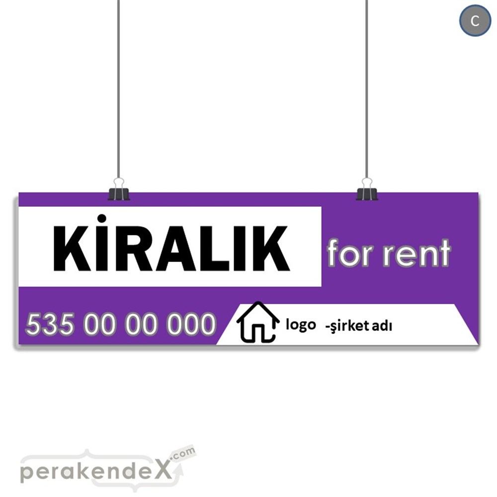 Kiralık Yazısı 003 SERT PLASTİK POSTER,  AFİŞ (BANNER) -dikdörtgen,tek yön baskısert plastik poster,  afiş