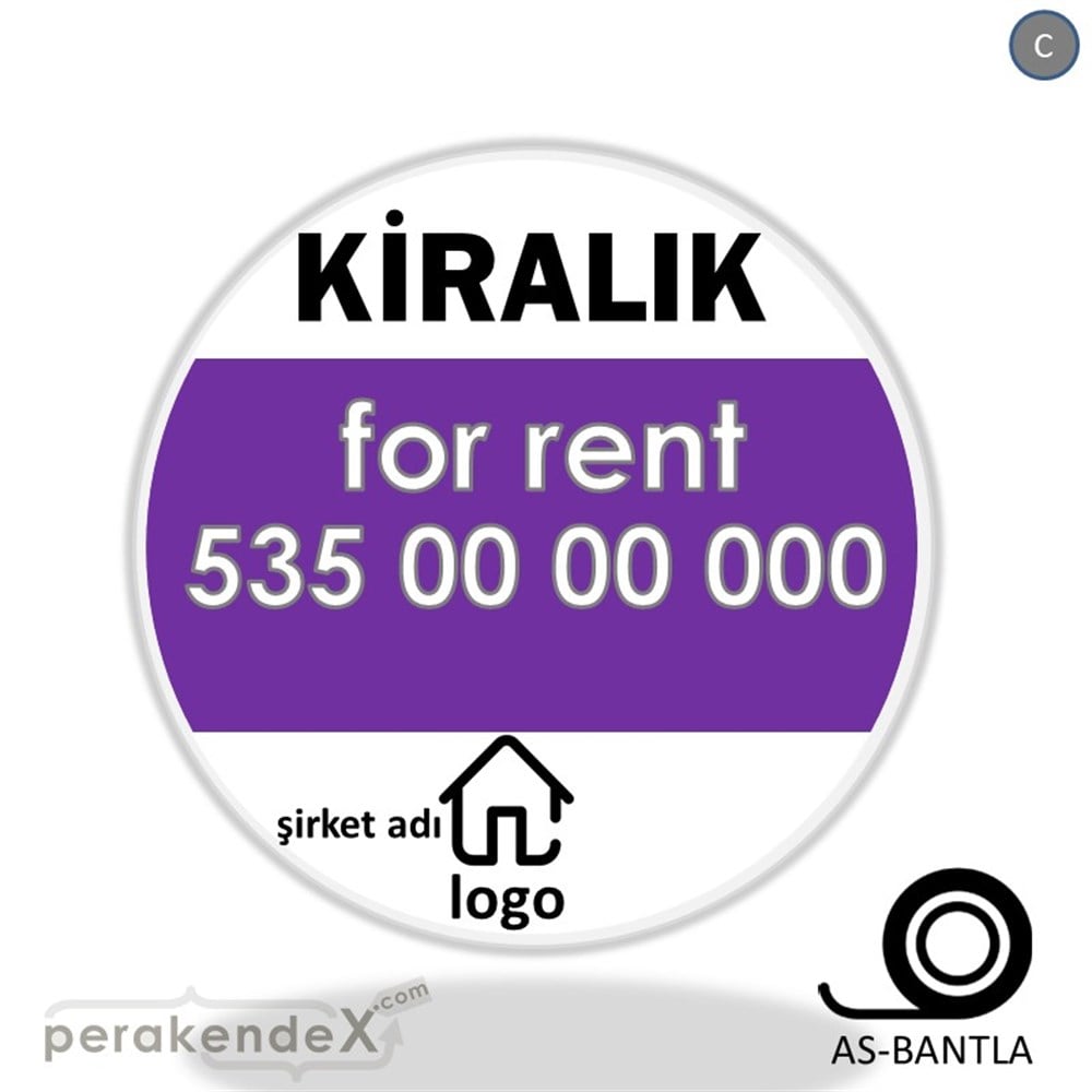 Kiralık Yazısı 003 SERT PLASTİK POSTER,  AFİŞ -oval,tek yön baskısert plastik poster,  afiş