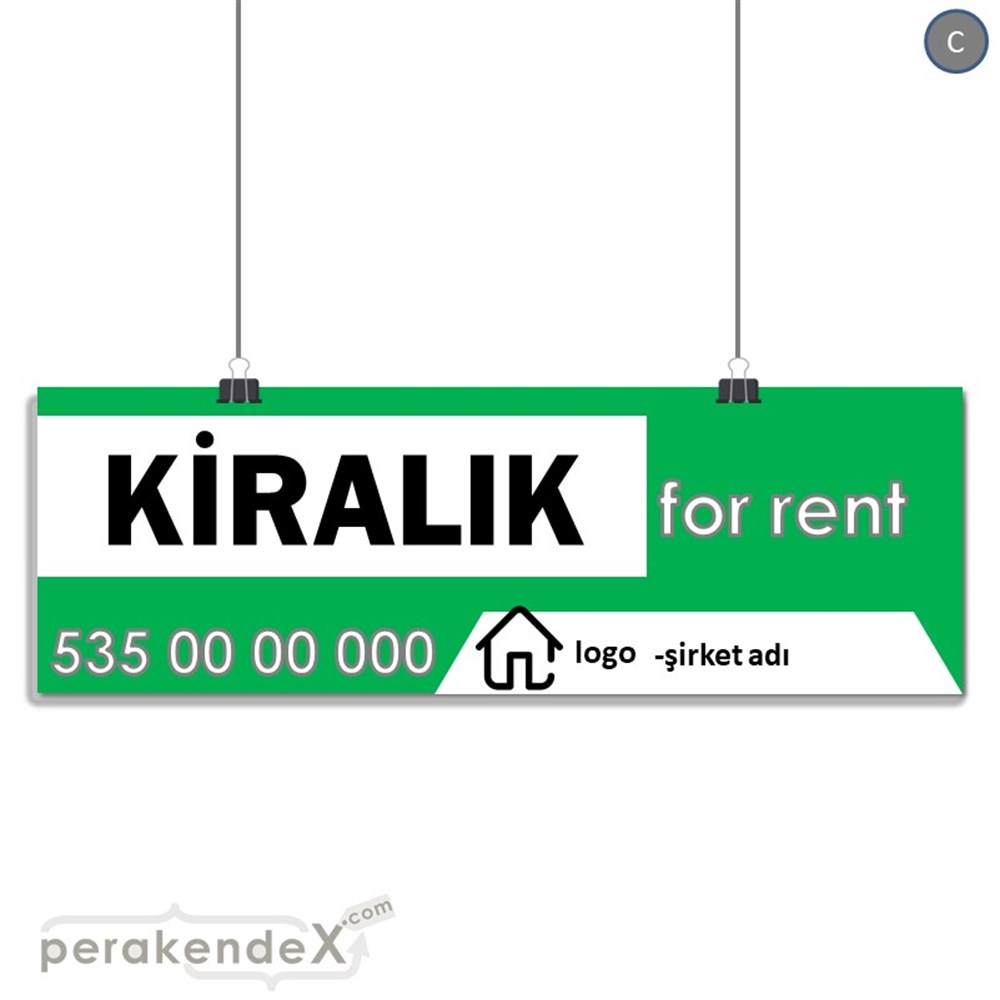 Kiralık Yazısı 003 SERT PLASTİK POSTER,  AFİŞ (BANNER) -dikdörtgen,tek yön baskısert plastik poster,  afiş
