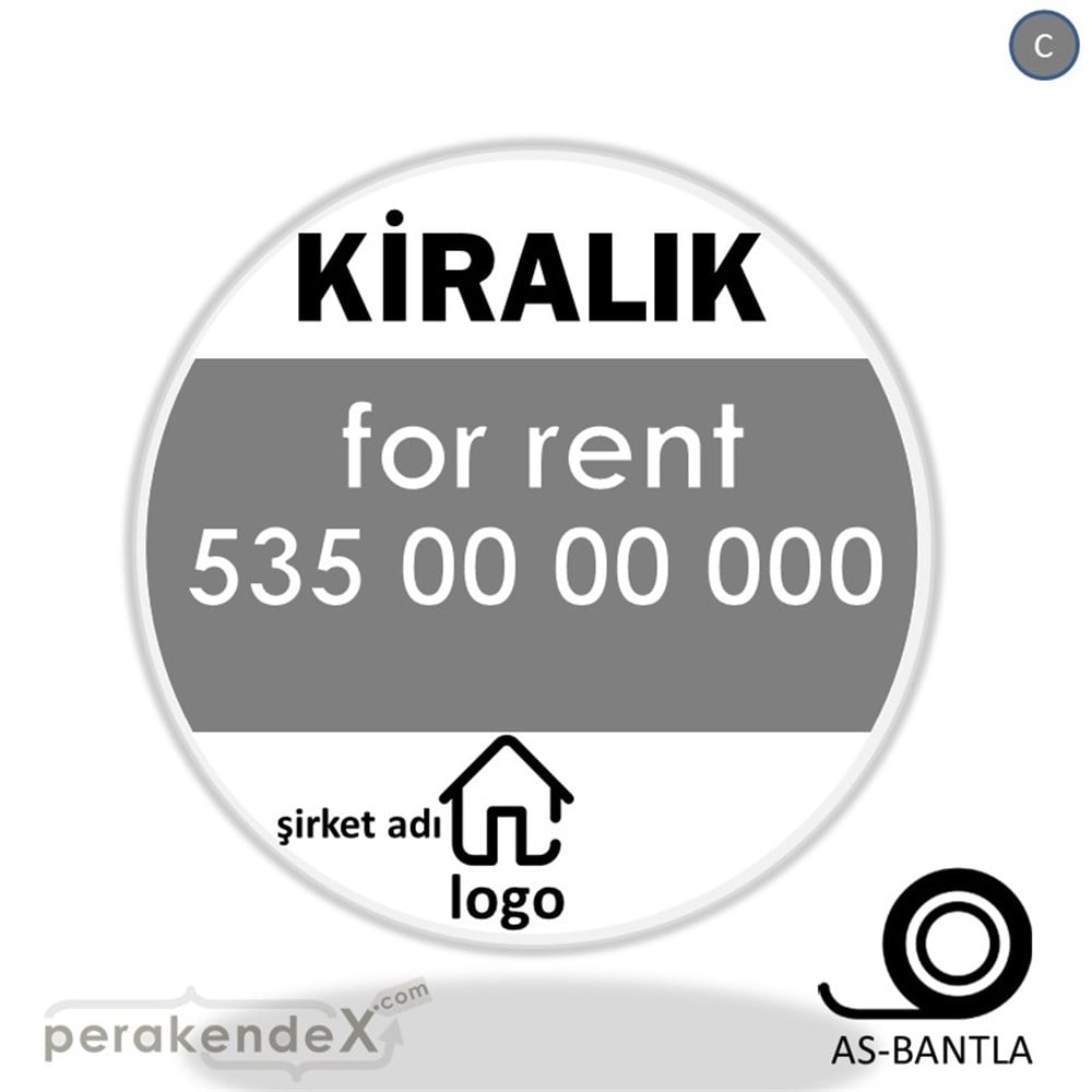 Kiralık Yazısı 003 SERT PLASTİK POSTER,  AFİŞ -oval,tek yön baskısert plastik poster,  afiş