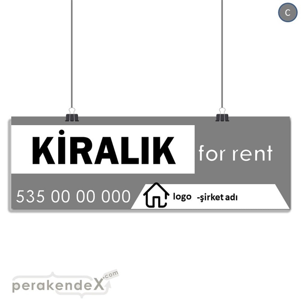 Kiralık Yazısı 003 SERT PLASTİK POSTER,  AFİŞ (BANNER) -dikdörtgen,tek yön baskısert plastik poster,  afiş