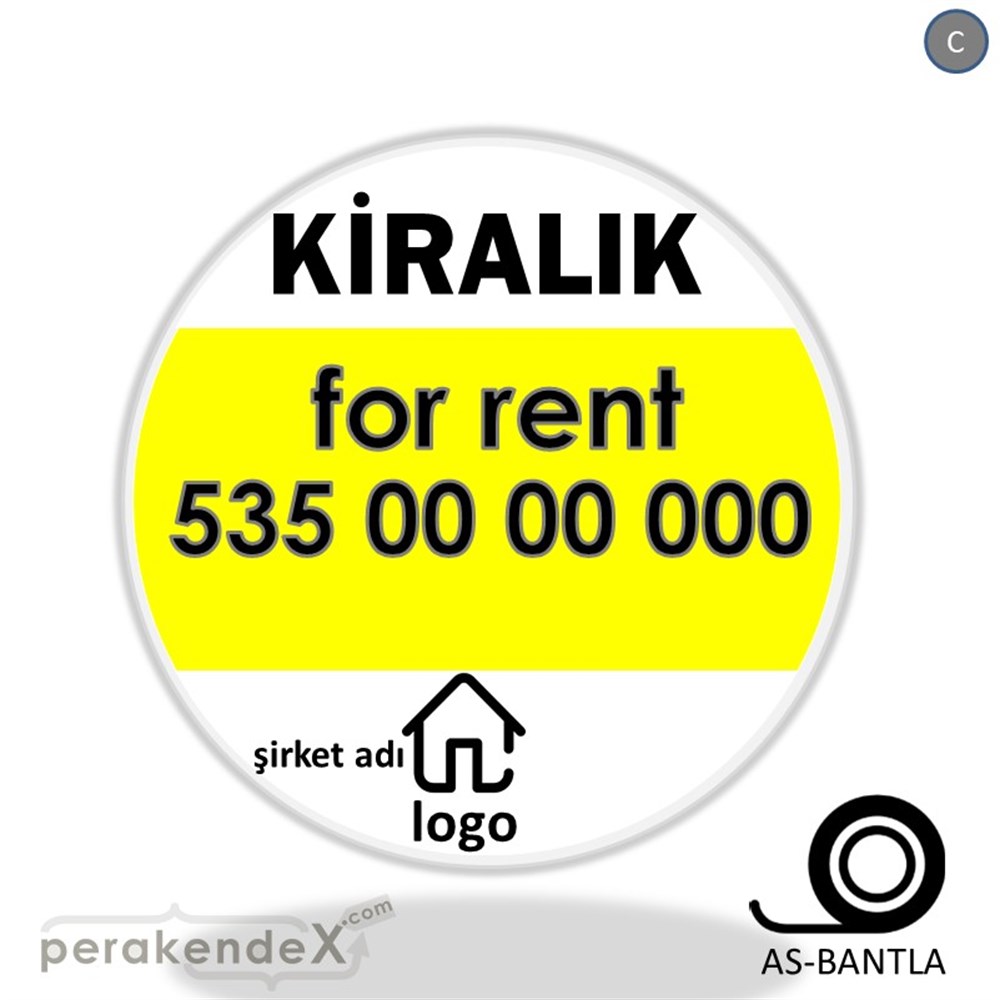 Kiralık Yazısı 003 SERT PLASTİK POSTER,  AFİŞ -oval,tek yön baskısert plastik poster,  afiş