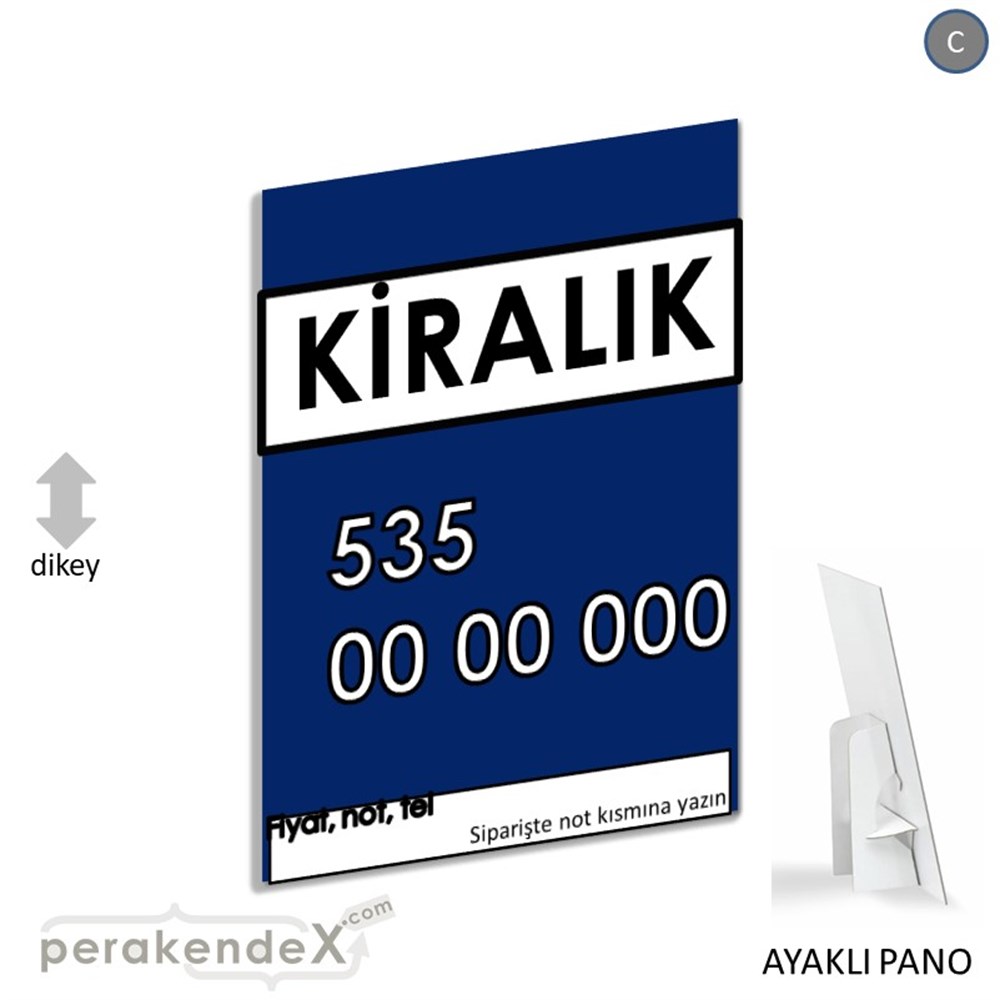 Kiralık Yazısı 005 KARTON AYAKLI POSTER,  PANO -dikdörtgen,tek yön baskıkarton ayaklı poster,  pano