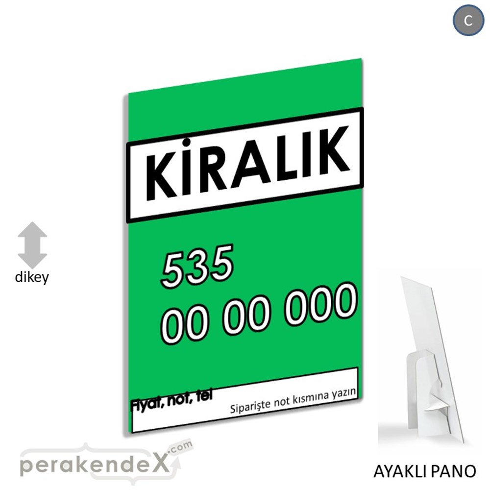 Kiralık Yazısı 005 KARTON AYAKLI POSTER,  PANO -dikdörtgen,tek yön baskıkarton ayaklı poster,  pano