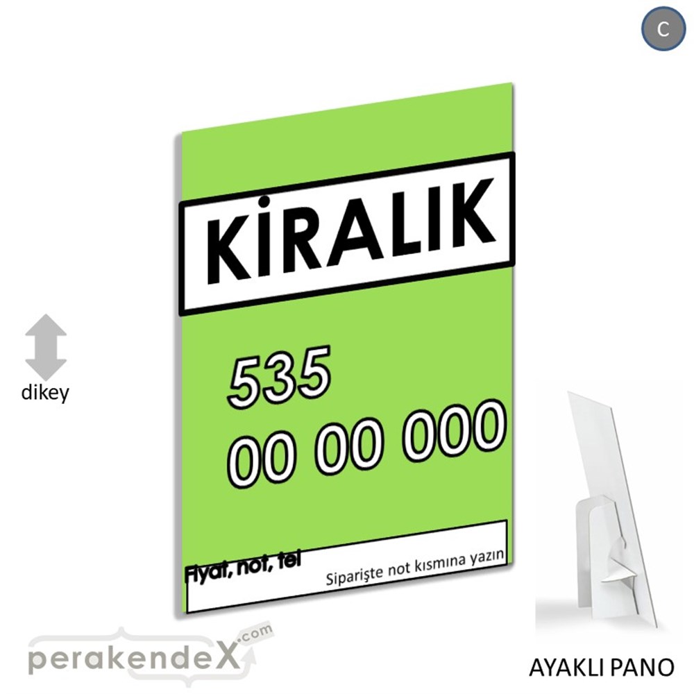 Kiralık Yazısı 005 KARTON AYAKLI POSTER,  PANO -dikdörtgen,tek yön baskıkarton ayaklı poster,  pano