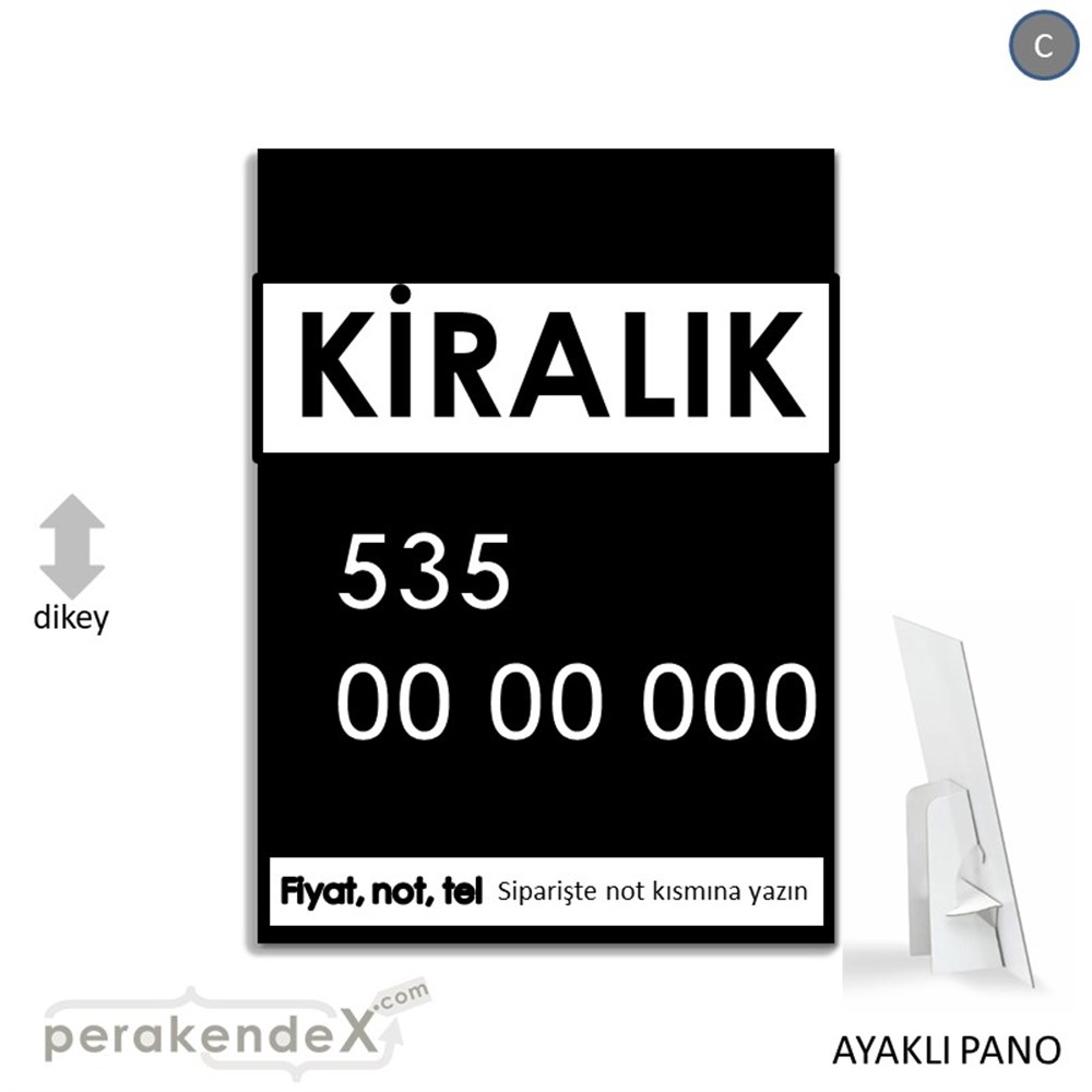 Kiralık Yazısı 005 KARTON AYAKLI POSTER,  PANO -dikdörtgen,tek yön baskıkarton ayaklı poster,  pano