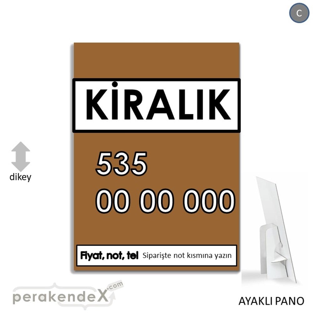 Kiralık Yazısı 005 KARTON AYAKLI POSTER,  PANO -dikdörtgen,tek yön baskıkarton ayaklı poster,  pano