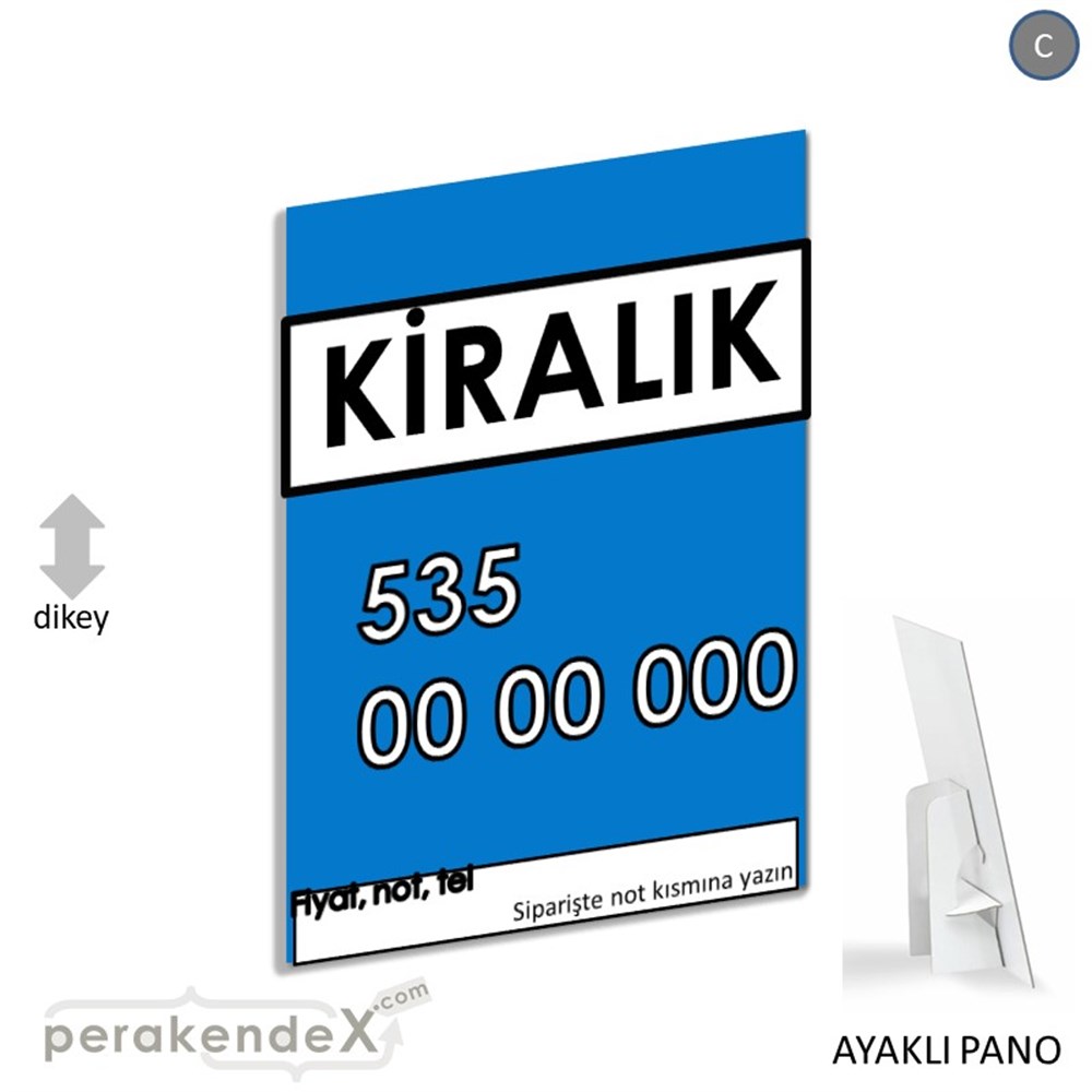 Kiralık Yazısı 005 KARTON AYAKLI POSTER,  PANO -dikdörtgen,tek yön baskıkarton ayaklı poster,  pano
