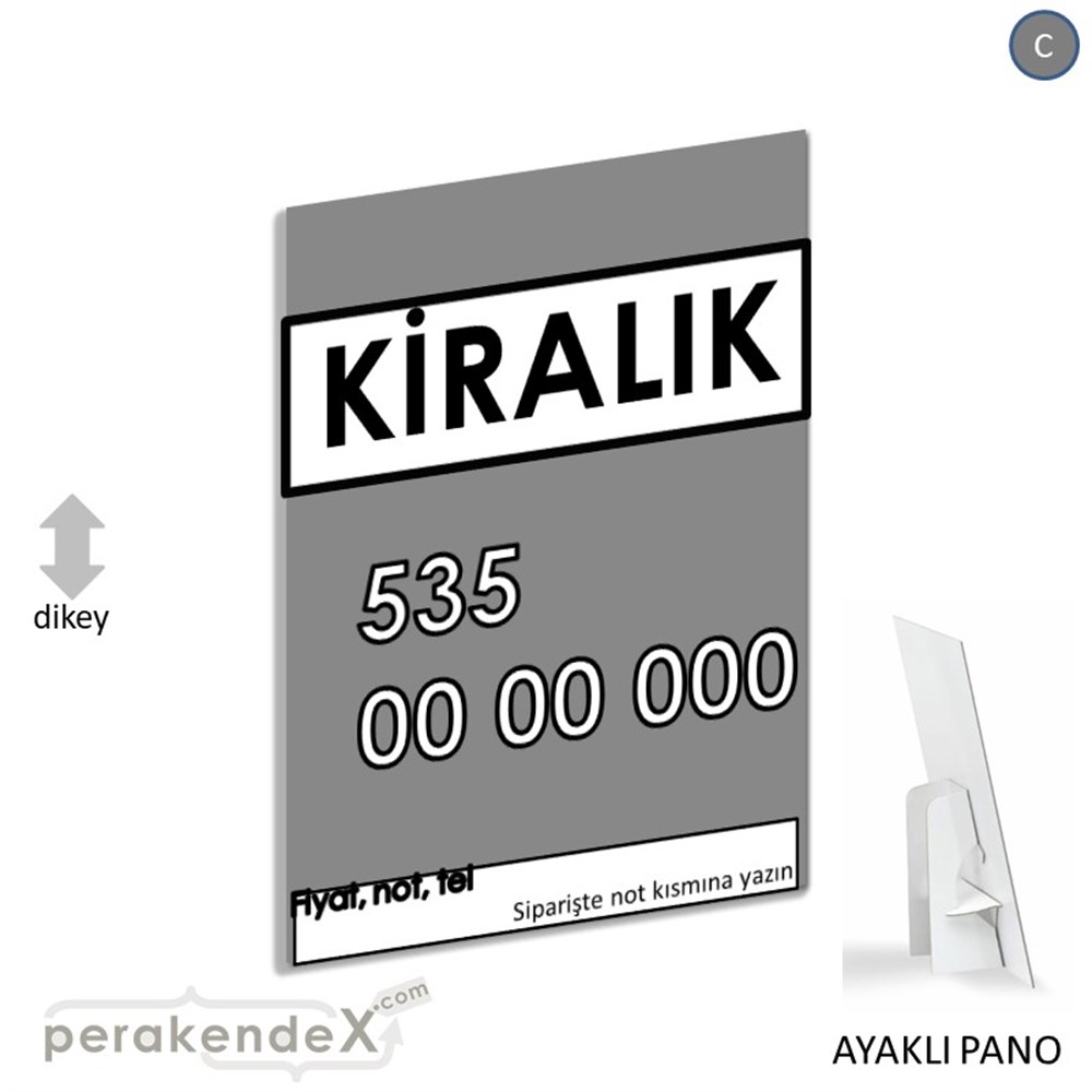Kiralık Yazısı 005 KARTON AYAKLI POSTER,  PANO -dikdörtgen,tek yön baskıkarton ayaklı poster,  pano