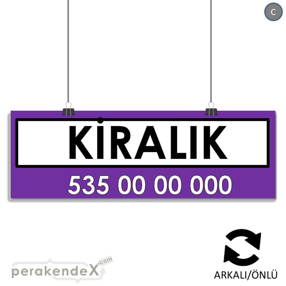 Kiralık Yazısı 005 SERT PLASTİK POSTER,  AFİŞ (BANNER) -dikdörtgen,çift yön baskısert plastik poster,  afiş