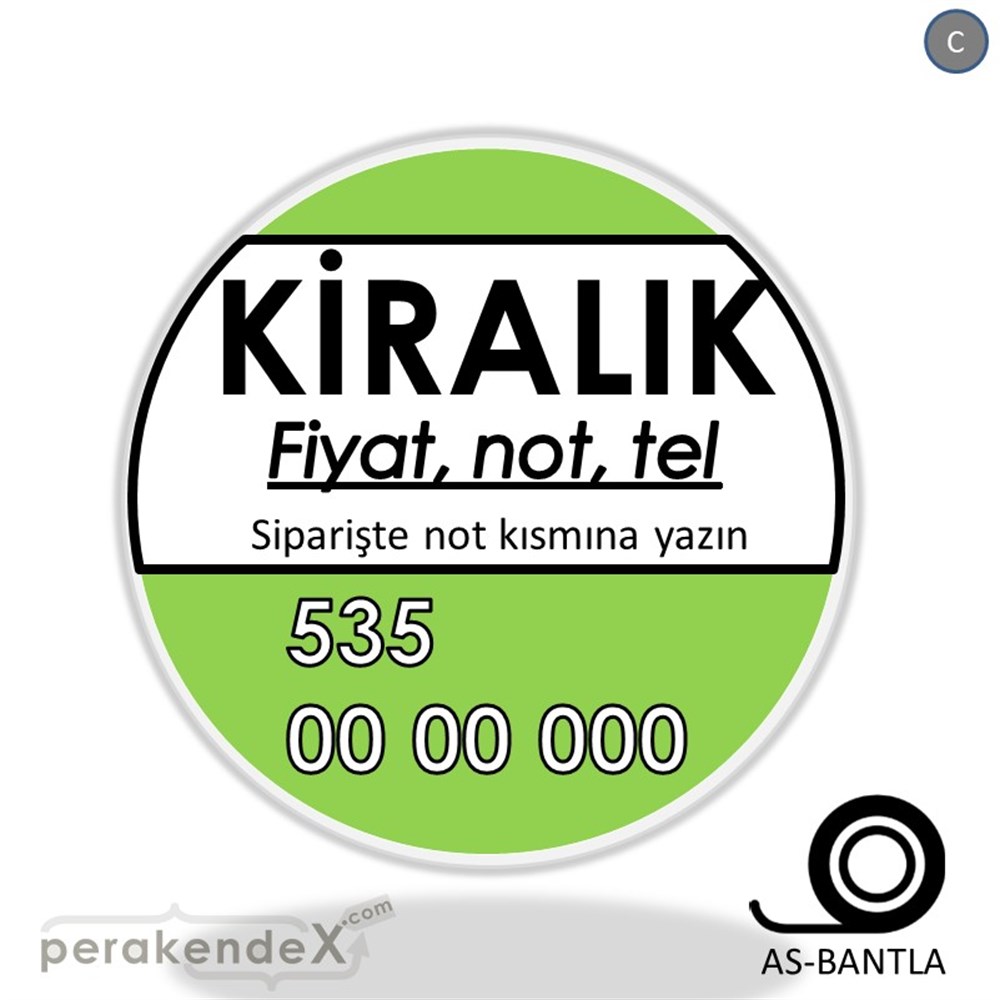 Kiralık Yazısı 005 SERT PLASTİK POSTER,  AFİŞ -oval,tek yön baskısert plastik poster,  afiş