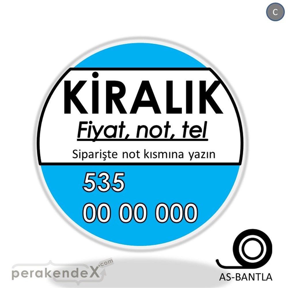 Kiralık Yazısı 005 SERT PLASTİK POSTER,  AFİŞ -oval,tek yön baskısert plastik poster,  afiş