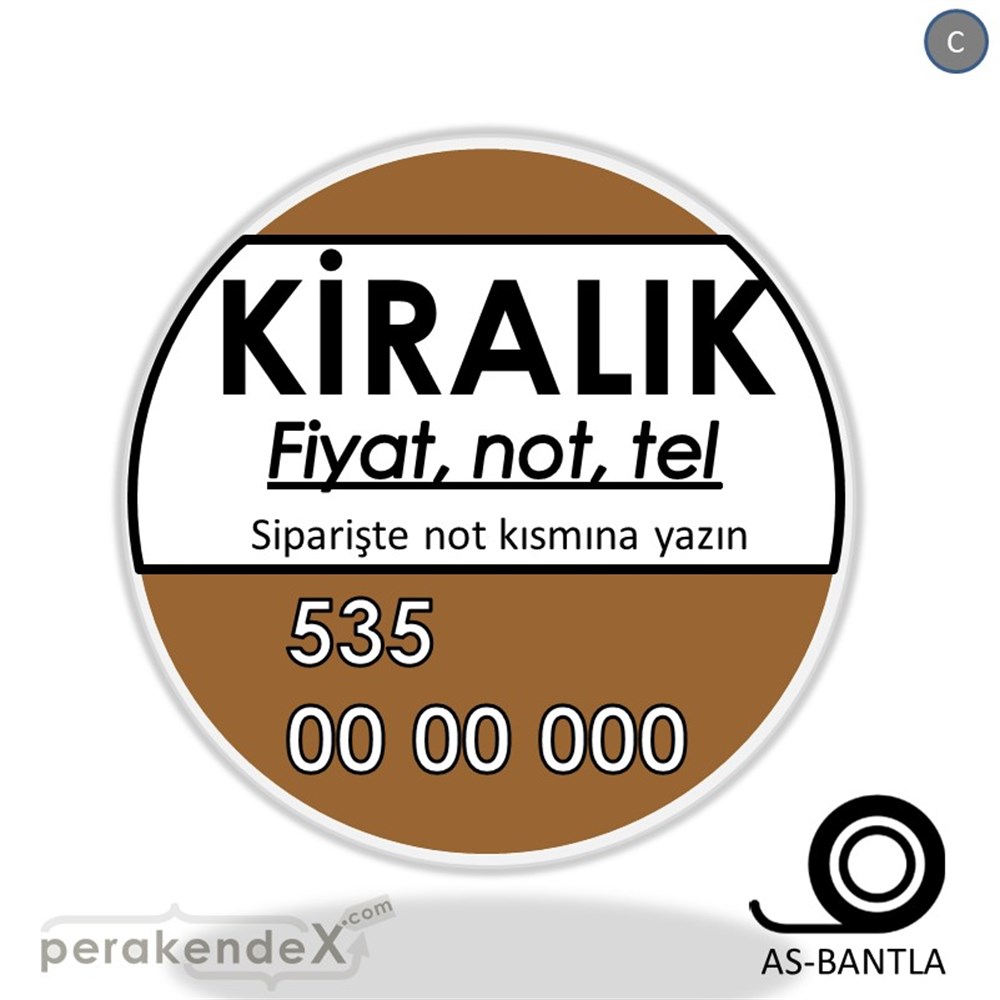 Kiralık Yazısı 005 SERT PLASTİK POSTER,  AFİŞ -oval,tek yön baskısert plastik poster,  afiş