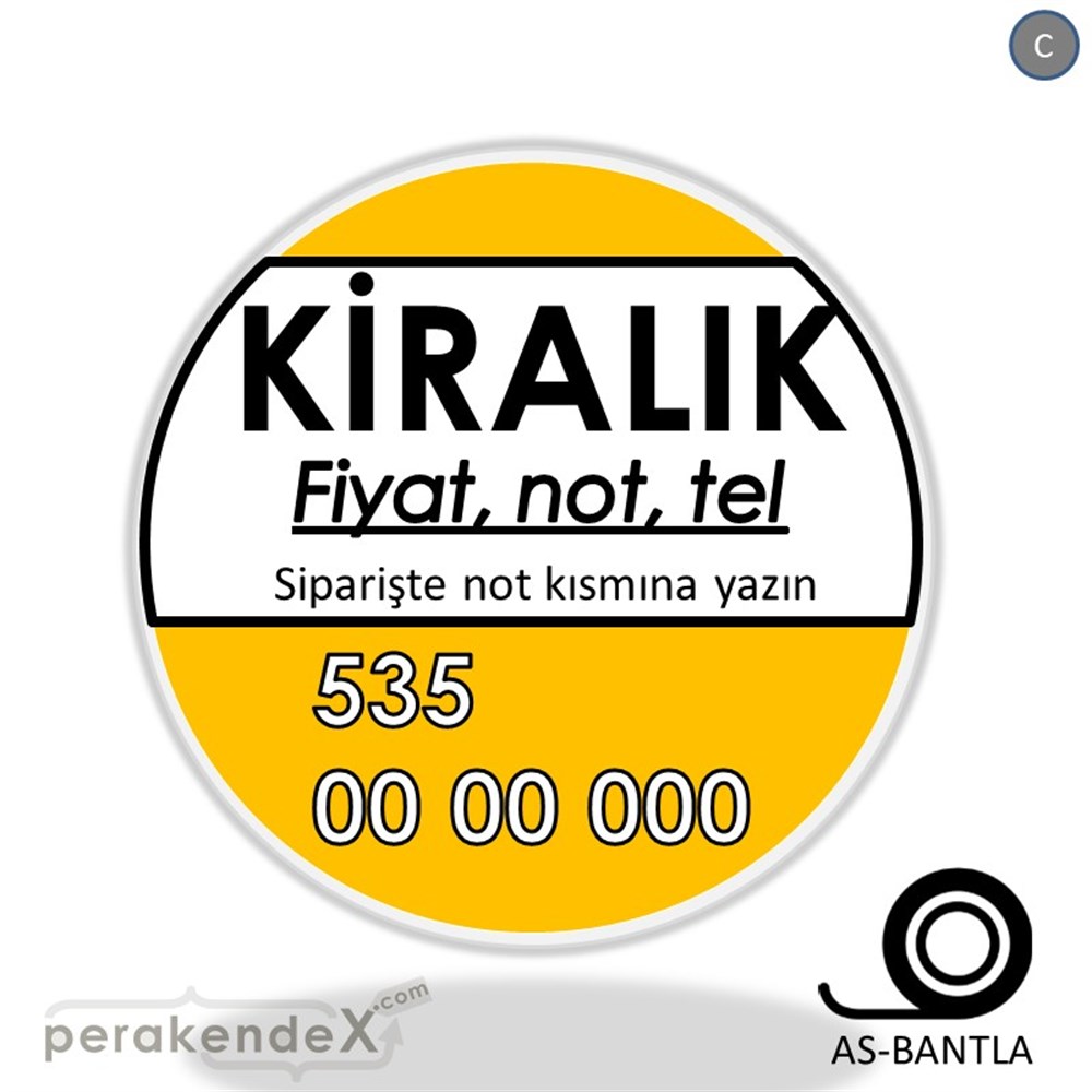 Kiralık Yazısı 005 SERT PLASTİK POSTER,  AFİŞ -oval,tek yön baskısert plastik poster,  afiş