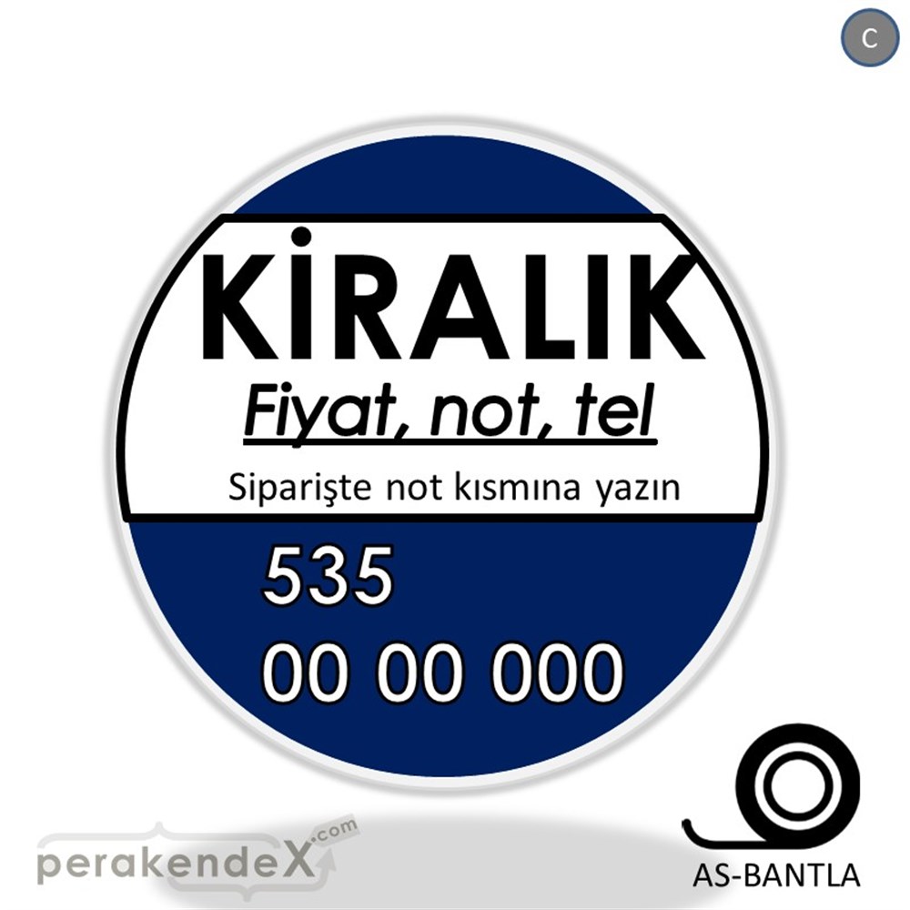 Kiralık Yazısı 005 SERT PLASTİK POSTER,  AFİŞ -oval,tek yön baskısert plastik poster,  afiş