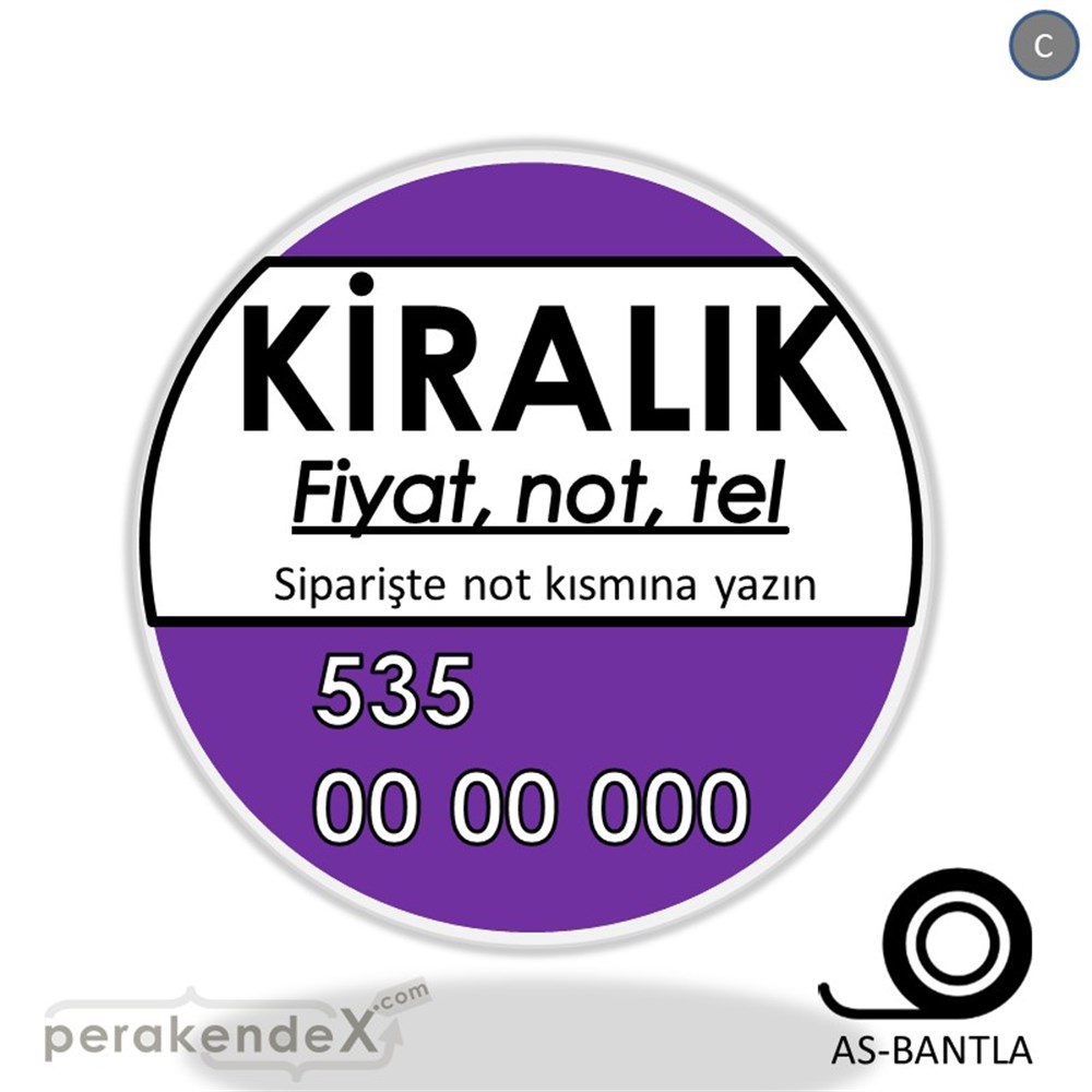 Kiralık Yazısı 005 SERT PLASTİK POSTER,  AFİŞ -oval,tek yön baskısert plastik poster,  afiş