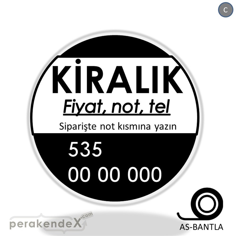 Kiralık Yazısı 005 SERT PLASTİK POSTER,  AFİŞ -oval,tek yön baskısert plastik poster,  afiş