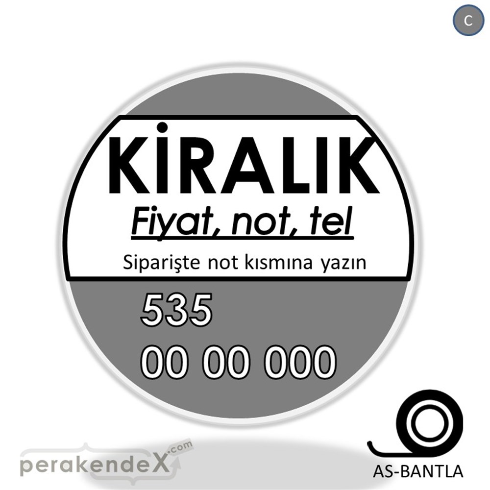 Kiralık Yazısı 005 SERT PLASTİK POSTER,  AFİŞ -oval,tek yön baskısert plastik poster,  afiş