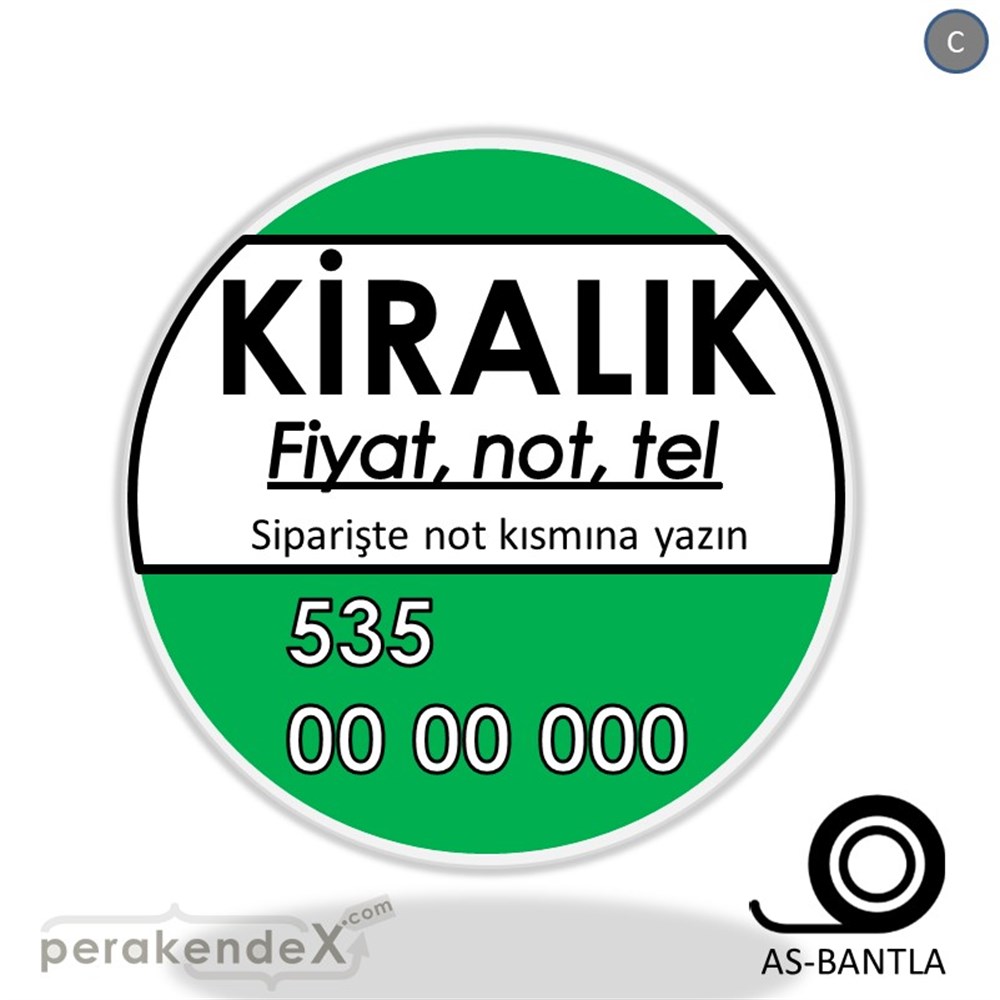 Kiralık Yazısı 005 SERT PLASTİK POSTER,  AFİŞ -oval,tek yön baskısert plastik poster,  afiş