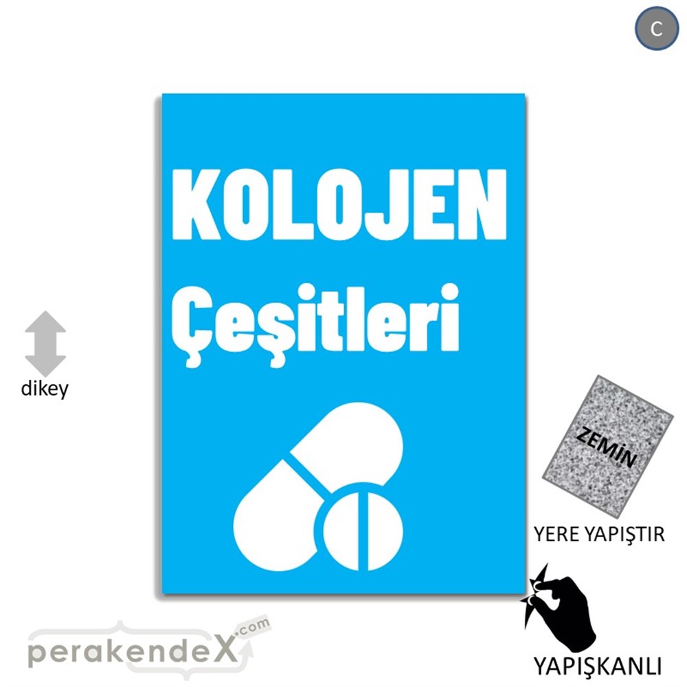 Kolojen Çeşitleri Yazısı YER - ZEMİN FOLYO,  VİNİL -dikdörtgen,tek yön baskıyer - zemin folyo,  vinil