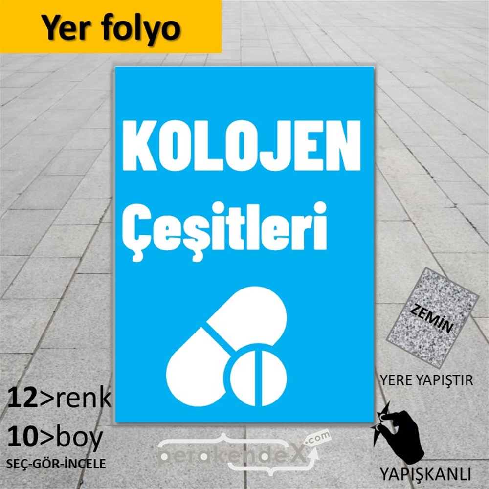 Kolojen Çeşitleri Yazısı YER - ZEMİN FOLYO,  VİNİL -dikdörtgen,tek yön baskıyer - zemin folyo,  vinil