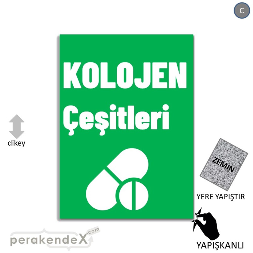 Kolojen Çeşitleri Yazısı YER - ZEMİN FOLYO,  VİNİL -dikdörtgen,tek yön baskıyer - zemin folyo,  vinil