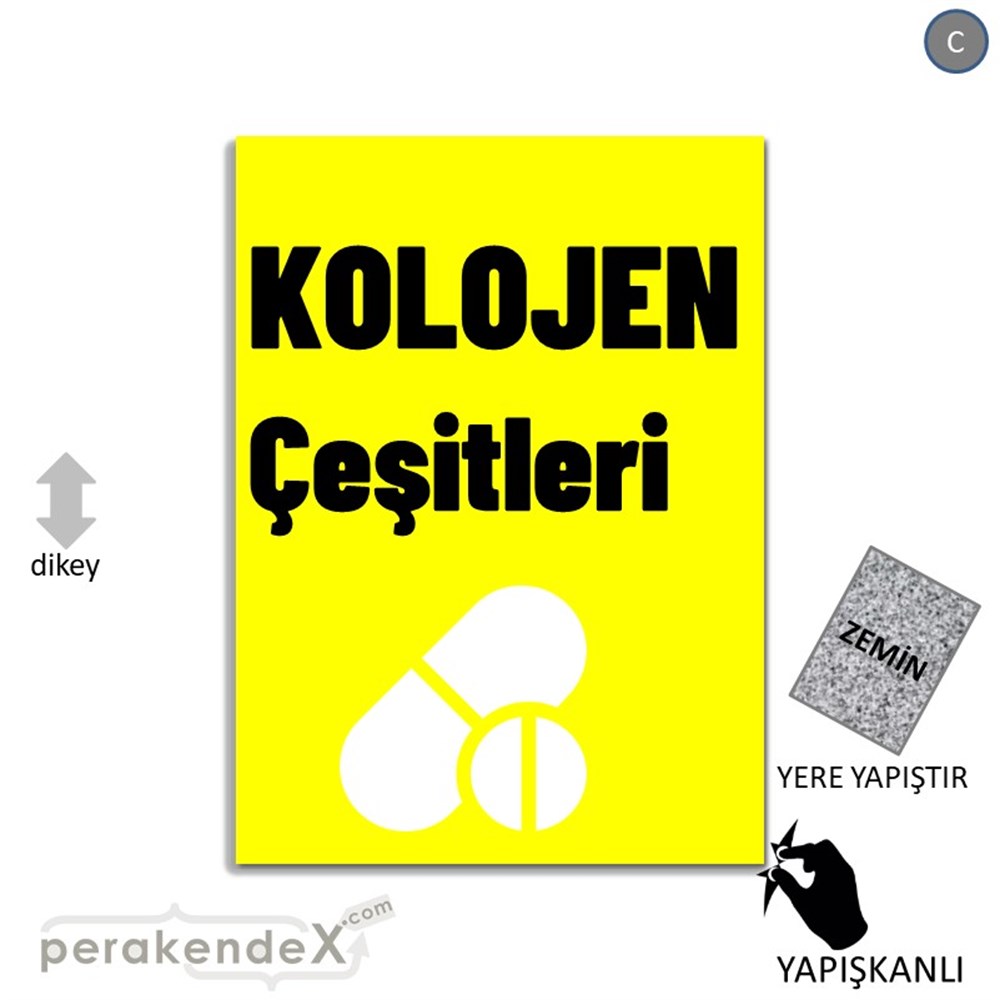 Kolojen Çeşitleri Yazısı YER - ZEMİN FOLYO,  VİNİL -dikdörtgen,tek yön baskıyer - zemin folyo,  vinil