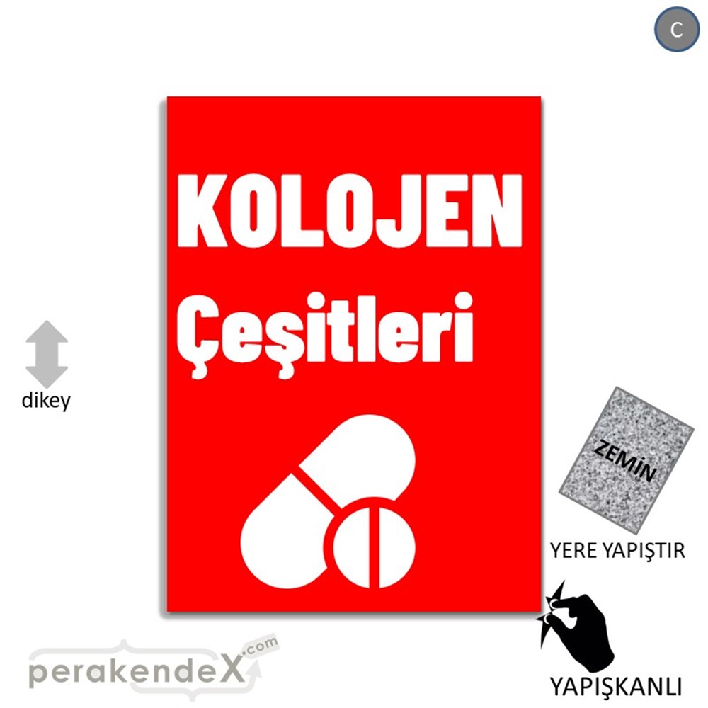 Kolojen Çeşitleri Yazısı YER - ZEMİN FOLYO,  VİNİL -dikdörtgen,tek yön baskıyer - zemin folyo,  vinil