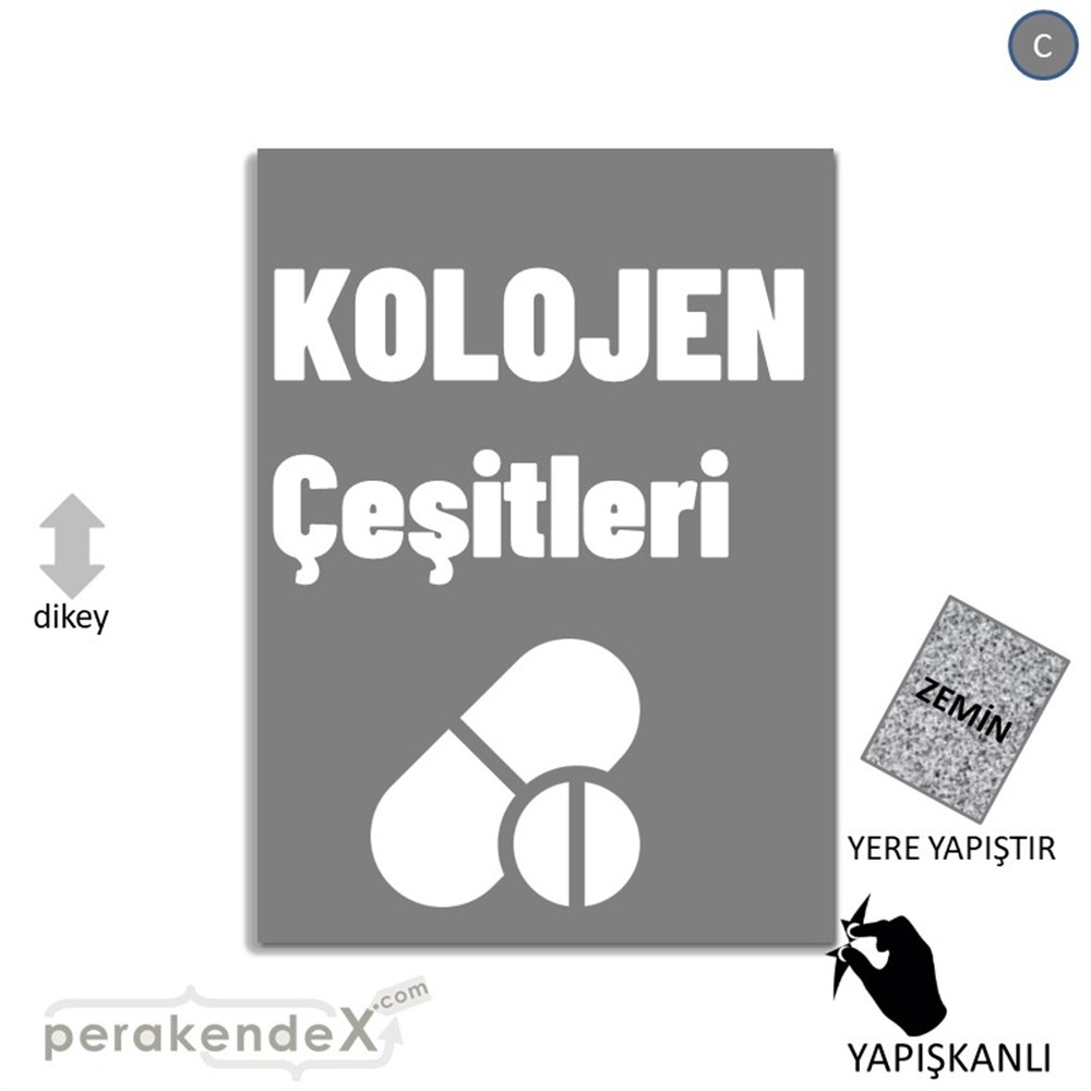 Kolojen Çeşitleri Yazısı YER - ZEMİN FOLYO,  VİNİL -dikdörtgen,tek yön baskıyer - zemin folyo,  vinil