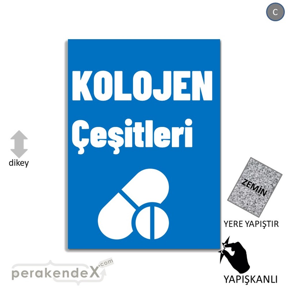 Kolojen Çeşitleri Yazısı YER - ZEMİN FOLYO,  VİNİL -dikdörtgen,tek yön baskıyer - zemin folyo,  vinil