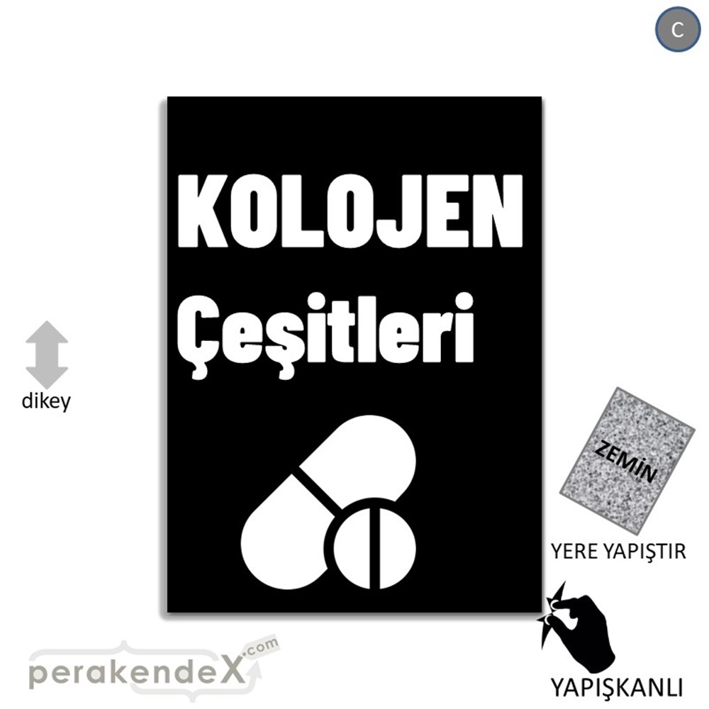 Kolojen Çeşitleri Yazısı YER - ZEMİN FOLYO,  VİNİL -dikdörtgen,tek yön baskıyer - zemin folyo,  vinil
