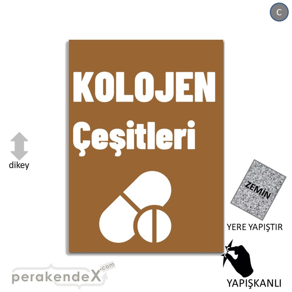 Kolojen Çeşitleri Yazısı YER - ZEMİN FOLYO,  VİNİL -dikdörtgen,tek yön baskıyer - zemin folyo,  vinil