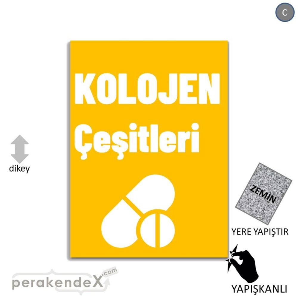 Kolojen Çeşitleri Yazısı YER - ZEMİN FOLYO,  VİNİL -dikdörtgen,tek yön baskıyer - zemin folyo,  vinil