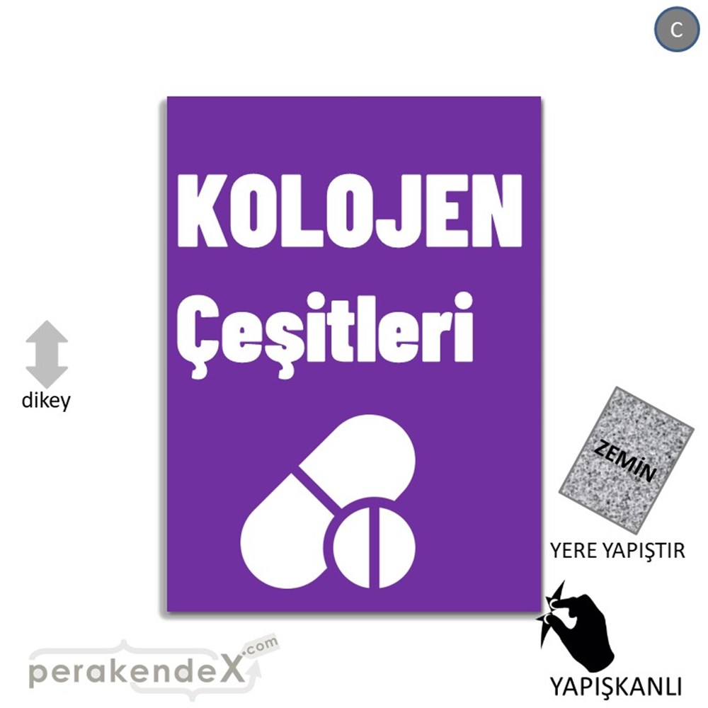 Kolojen Çeşitleri Yazısı YER - ZEMİN FOLYO,  VİNİL -dikdörtgen,tek yön baskıyer - zemin folyo,  vinil