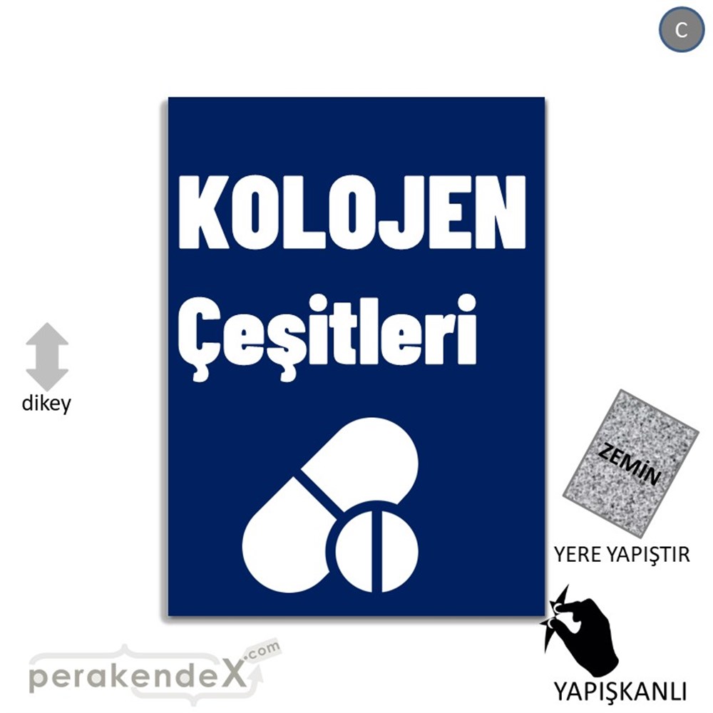 Kolojen Çeşitleri Yazısı YER - ZEMİN FOLYO,  VİNİL -dikdörtgen,tek yön baskıyer - zemin folyo,  vinil