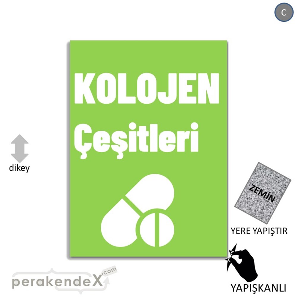 Kolojen Çeşitleri Yazısı YER - ZEMİN FOLYO,  VİNİL -dikdörtgen,tek yön baskıyer - zemin folyo,  vinil