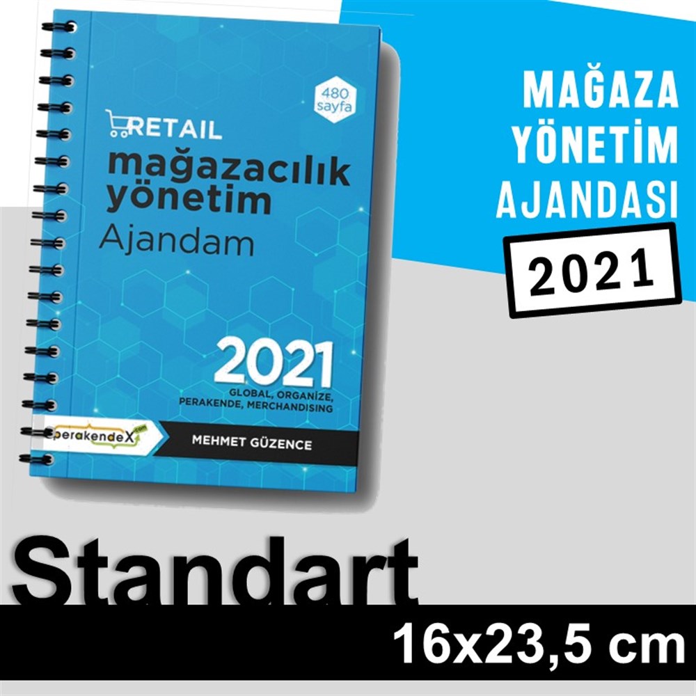 MAĞAZA YÖNETİM AJANDASI 2021 --Mavi Renk - Standart Boy - 12 AYLIKmağaza yönetim ajandası