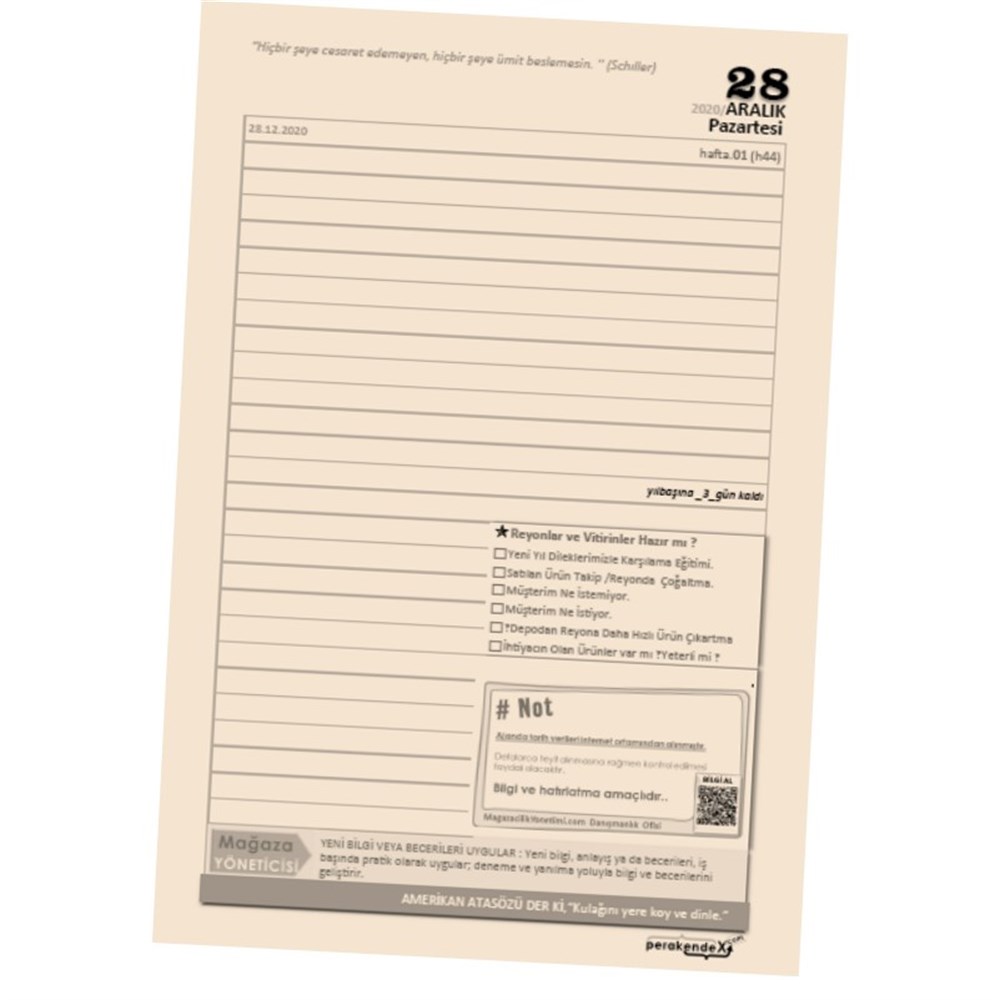 MAĞAZA YÖNETİM AJANDASI 2021 --Natürel Renk - Standart Boy - 14 AYLIKmağaza yönetim ajandası