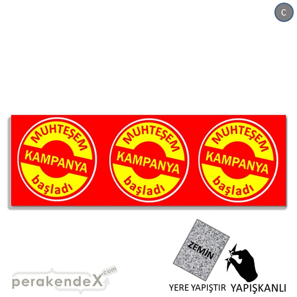 muhteşem kampanya başladı YER ZEMİNE YAPIŞAN BANNER -dikdörtgen,tek yön baskı