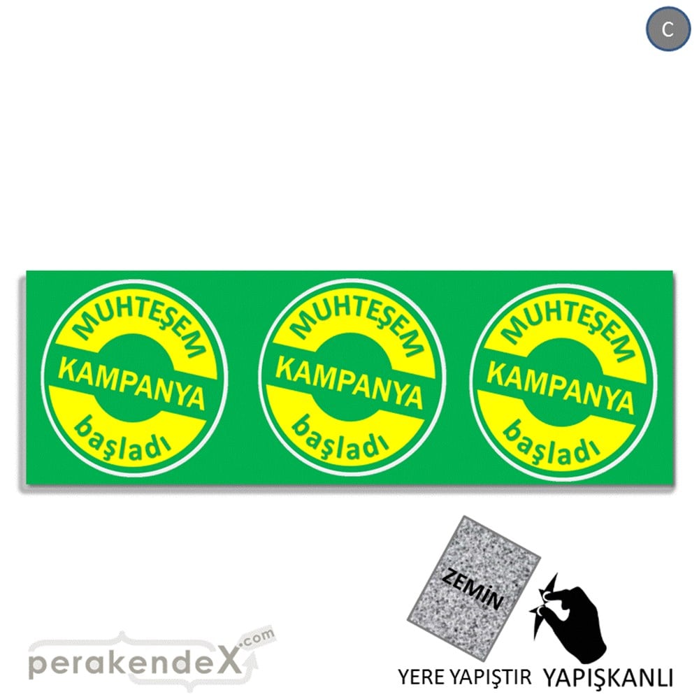 muhteşem kampanya başladı YER ZEMİNE YAPIŞAN BANNER -dikdörtgen,tek yön baskı