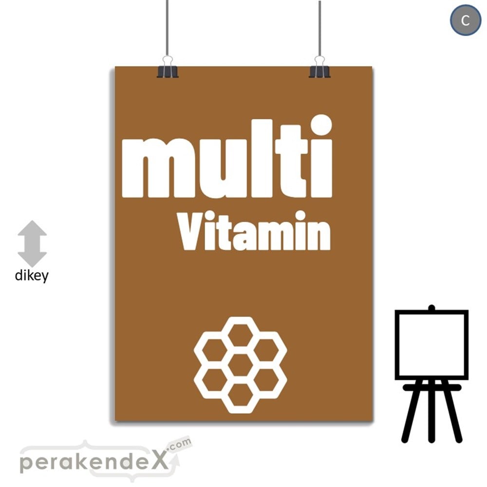 Multivitamin Çeşitleri Yazısı SERT PLASTİK POSTER,  AFİŞ -dikdörtgen,tek yön baskısert plastik poster,  afiş