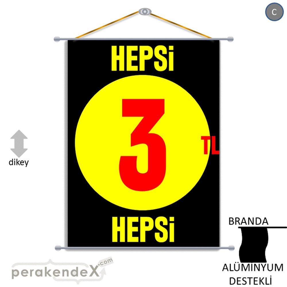 Ne Alırsan Hepsi 3 Tl BRANDA POSTER,  AFİŞ -dikdörtgen,tek yön baskı