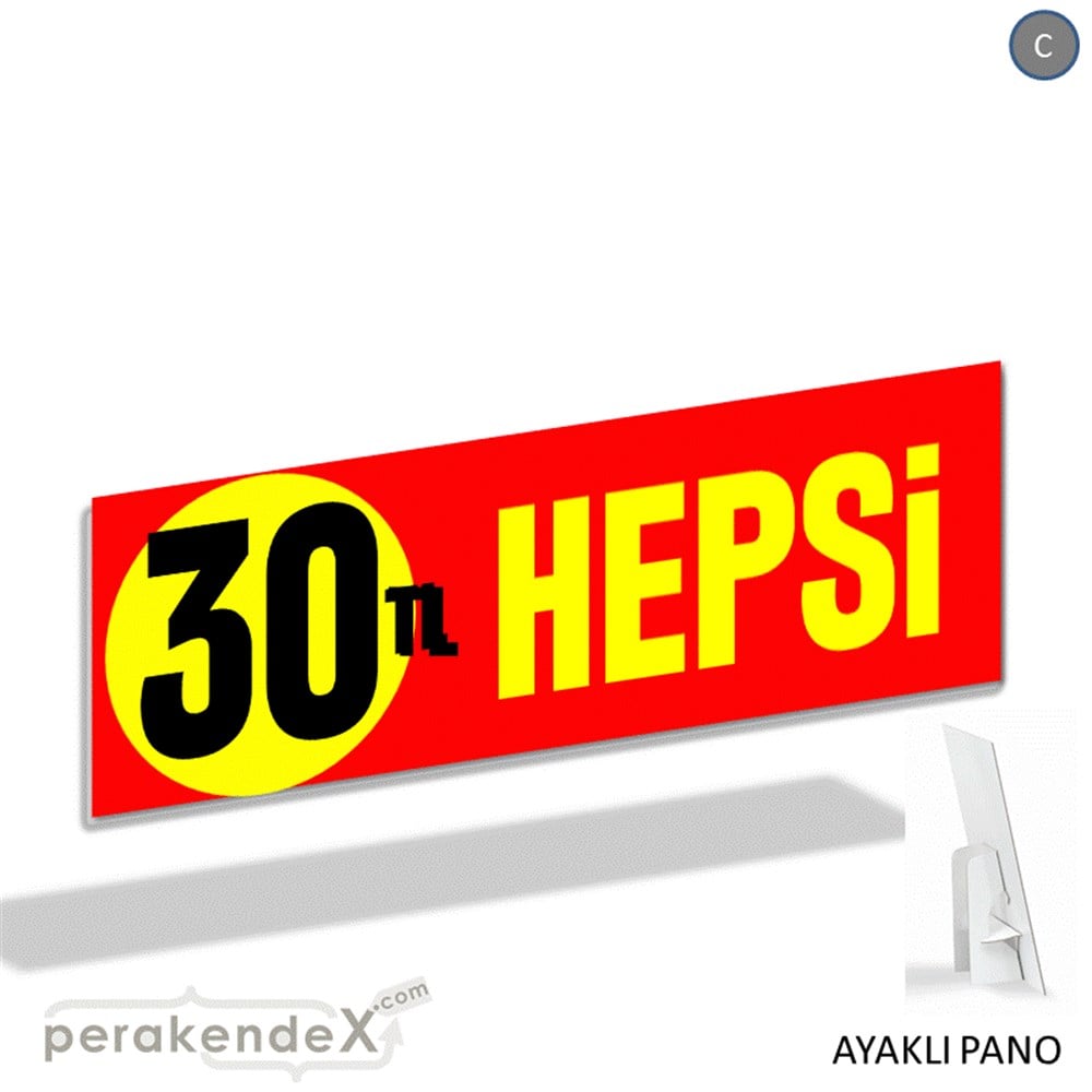 Ne Alırsan Hepsi 30 Tl KARTON AYAKLI POSTER,  PANO (BANNER) -dikdörtgen,tek yön baskı