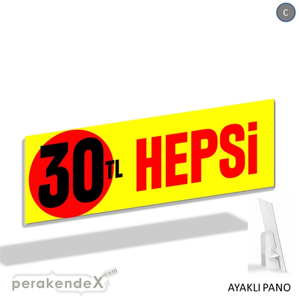 Ne Alırsan Hepsi 30 Tl KARTON AYAKLI POSTER,  PANO (BANNER) -dikdörtgen,tek yön baskı