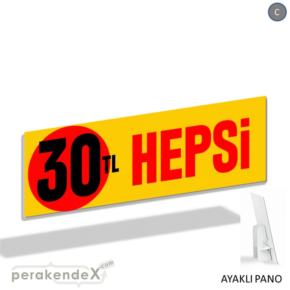 Ne Alırsan Hepsi 30 Tl KARTON AYAKLI POSTER,  PANO (BANNER) -dikdörtgen,tek yön baskı