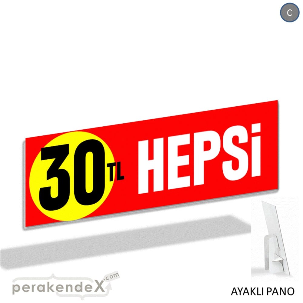 Ne Alırsan Hepsi 30 Tl KARTON AYAKLI POSTER,  PANO (BANNER) -dikdörtgen,tek yön baskı