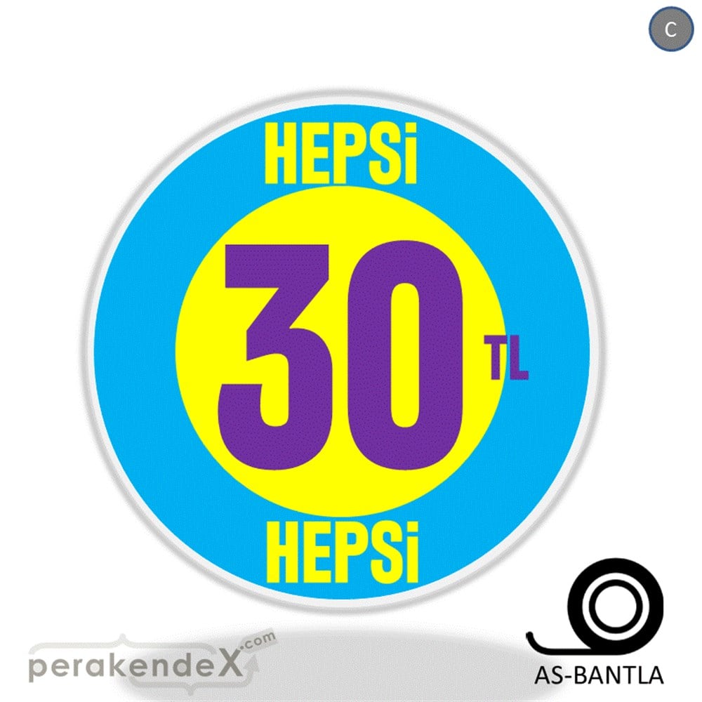 Ne Alırsan Hepsi 30 Tl SERT PLASTİK POSTER,  AFİŞ -oval,tek yön baskı