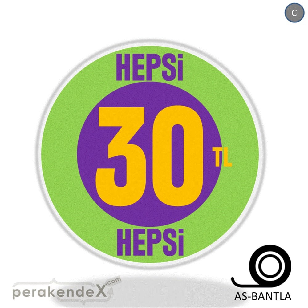 Ne Alırsan Hepsi 30 Tl SERT PLASTİK POSTER,  AFİŞ -oval,tek yön baskı