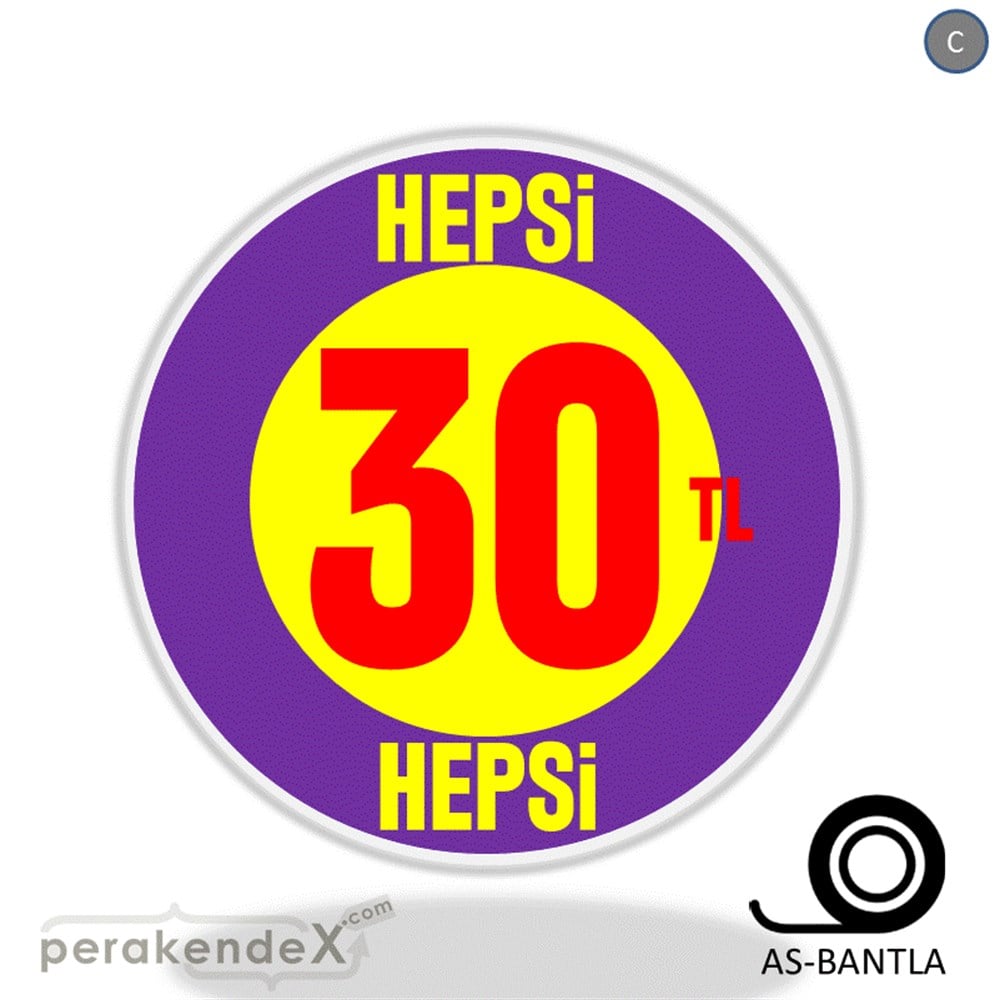 Ne Alırsan Hepsi 30 Tl SERT PLASTİK POSTER,  AFİŞ -oval,tek yön baskı